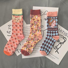 Load image into Gallery viewer, Playful Meow - French Cats Printed Socks (3pairs)- Review
