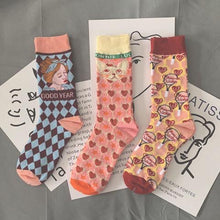 Load image into Gallery viewer, Playful Meow - French Cats Printed Socks (3pairs)- Review
