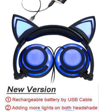Load image into Gallery viewer, Playful Meow - Glimmering LED Cat Ear Headphones [Old and New Version]- Review
