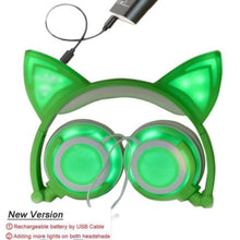Load image into Gallery viewer, Playful Meow - Glimmering LED Cat Ear Headphones [Old and New Version]- Review
