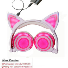Load image into Gallery viewer, Playful Meow - Glimmering LED Cat Ear Headphones [Old and New Version]- Review
