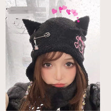 Load image into Gallery viewer, Gothic Lambs Wool Kitty Beanie
