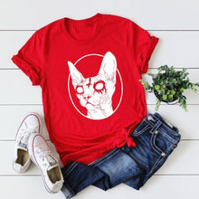 Load image into Gallery viewer, Playful Meow - Gothic Metal Sphynx Cat Tee [ Plus Size Available]- Review
