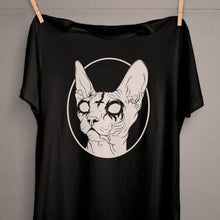 Load image into Gallery viewer, Playful Meow - Gothic Metal Sphynx Cat Tee [ Plus Size Available]- Review
