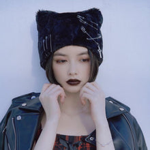 Load image into Gallery viewer, Gothic Plush Cat Ears Beanie
