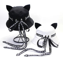 Load image into Gallery viewer, Playful Meow - Gothic Ribbon Cat Ear Bucket Hat- Review
