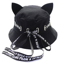 Load image into Gallery viewer, Playful Meow - Gothic Ribbon Cat Ear Bucket Hat- Review
