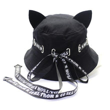 Load image into Gallery viewer, Playful Meow - Gothic Ribbon Cat Ear Bucket Hat- Review
