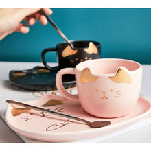 Load image into Gallery viewer, Playful Meow - Handcrafted Cat Mug Set With Tea Spoon- Review
