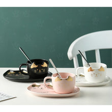 Load image into Gallery viewer, Playful Meow - Handcrafted Cat Mug Set With Tea Spoon- Review

