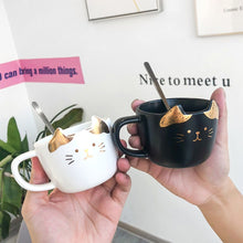 Load image into Gallery viewer, Playful Meow - Handcrafted Cat Mug Set With Tea Spoon- Review
