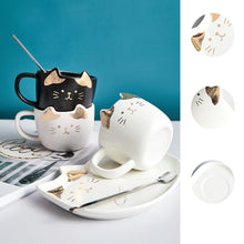 Load image into Gallery viewer, Playful Meow - Handcrafted Cat Mug Set With Tea Spoon- Review
