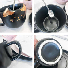 Load image into Gallery viewer, Playful Meow - Handcrafted Cat Mug Set With Tea Spoon- Review
