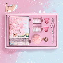 Load image into Gallery viewer, Kitty &amp; Cherry Blossoms Notebook [With Gift Set]
