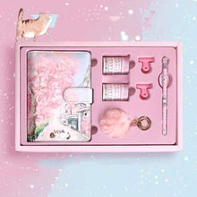 Load image into Gallery viewer, Kitty &amp; Cherry Blossoms Notebook [With Gift Set]
