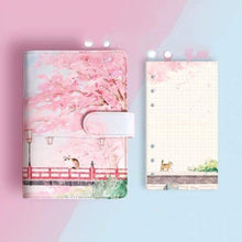 Load image into Gallery viewer, Kitty &amp; Cherry Blossoms Notebook [With Gift Set]

