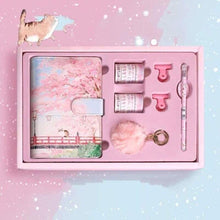 Load image into Gallery viewer, Kitty &amp; Cherry Blossoms Notebook [With Gift Set]
