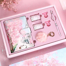 Load image into Gallery viewer, Kitty &amp; Cherry Blossoms Notebook [With Gift Set]
