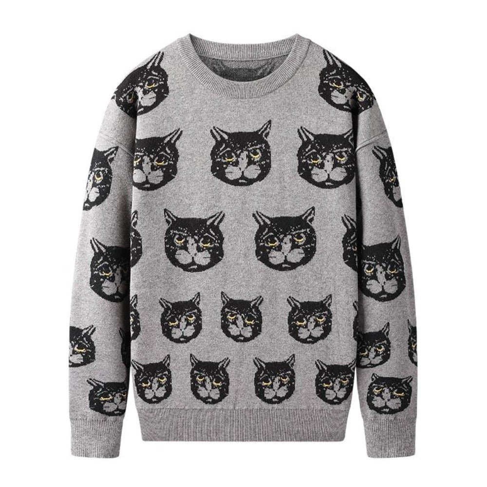 Knitted Kitty Face Pullover [Plus Size Available]