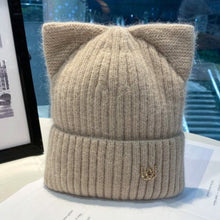 Load image into Gallery viewer, Knitted Woolly Cat Ears Beanie
