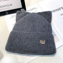 Load image into Gallery viewer, Knitted Woolly Cat Ears Beanie
