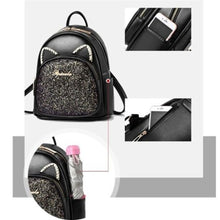 Load image into Gallery viewer, Playful Meow - Luxurious Sequined Cat Ear Backpack- Review
