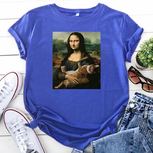 Playful Meow - Mona Lisa Hugging Cat T-Shirt- Review