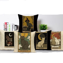 Load image into Gallery viewer, Mysterious Tarot Cat Pillow Cases
