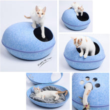 Load image into Gallery viewer, Playful Meow - Natural Felt Convertible Oval Cave- Review
