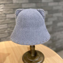 Load image into Gallery viewer, Pin Beaded Cat Ears Bucket Hat
