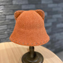 Load image into Gallery viewer, Pin Beaded Cat Ears Bucket Hat
