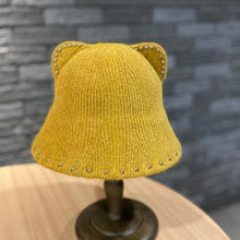 Load image into Gallery viewer, Pin Beaded Cat Ears Bucket Hat
