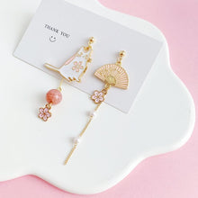 Load image into Gallery viewer, Playful Meow - Pink Sakura Cat Earrings (Clip on available)- Review
