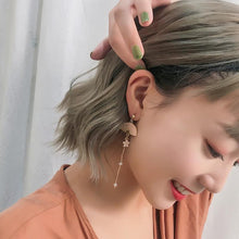 Load image into Gallery viewer, Playful Meow - Pink Sakura Cat Earrings (Clip on available)- Review
