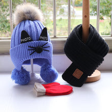 Load image into Gallery viewer, Pom Pom Cat Ears Beanie Set [For Kids]
