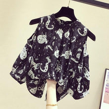 Load image into Gallery viewer, Playful Meow - Retro Slim Cut Top with Cute Cat Print- Review
