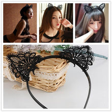 Load image into Gallery viewer, Playful Meow - Sexy Black Cat Ear Lace Headbands- Review
