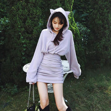 Load image into Gallery viewer, Sexy Gothic Cat Ears Hoodie Dress
