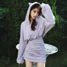 Load image into Gallery viewer, Sexy Gothic Cat Ears Hoodie Dress
