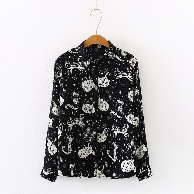 Playful Meow - Slim Cut Chiffon Cat Print Shirt- Review