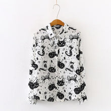 Load image into Gallery viewer, Playful Meow - Slim Cut Chiffon Cat Print Shirt- Review
