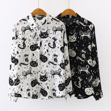 Load image into Gallery viewer, Playful Meow - Slim Cut Chiffon Cat Print Shirt- Review
