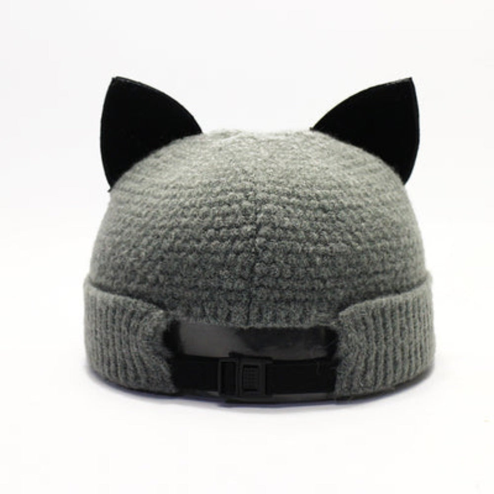 Woolen Cat Ears Docker Hat [Adjustable]