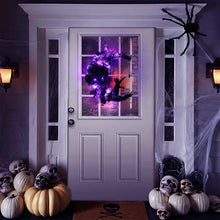 Load image into Gallery viewer, Gothic Romance Light Up Halloween Wreath with Black Cat &amp; Moon
