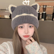 Load image into Gallery viewer, 2 Tone Cat Ears Beanie
