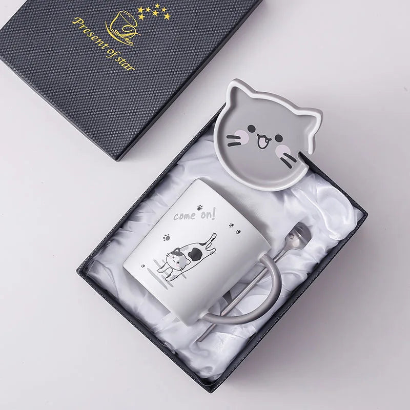 Playful Kitty Ceramic Mug Set