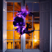 Load image into Gallery viewer, Gothic Romance Light Up Halloween Wreath with Black Cat &amp; Moon
