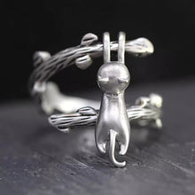 Load image into Gallery viewer, Vintage Style Kitty On Tree Ring [925 Sterling Silver]
