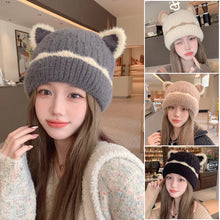 Load image into Gallery viewer, 2 Tone Cat Ears Beanie
