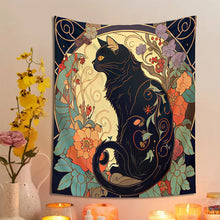 Load image into Gallery viewer, Art Nouveau Black Cat Tapestry
